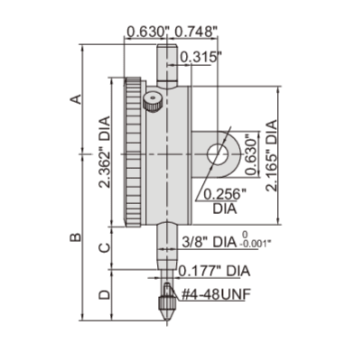 Insize Lug Back Dial Indicator 0.5" Range Series 2307-05 - Twin Eagle Imports