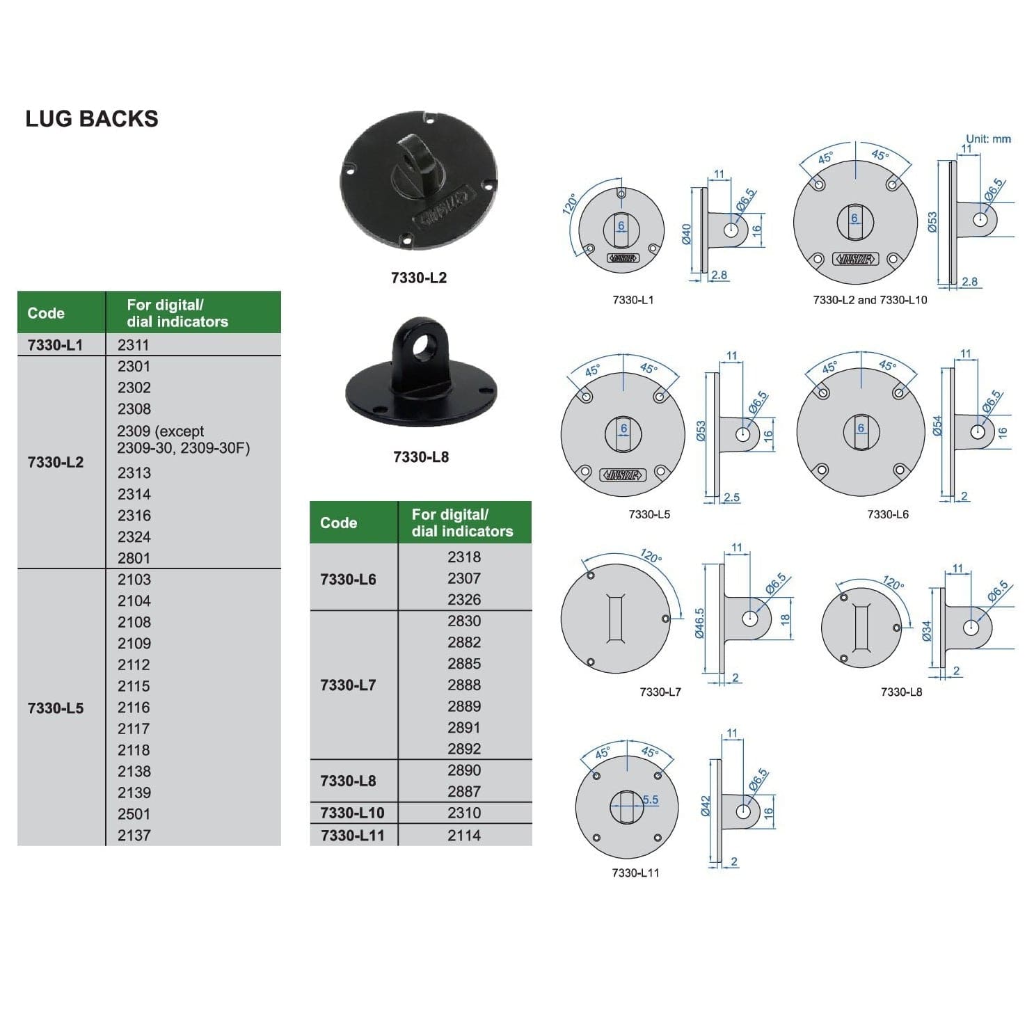 Insize Lug Back for Dial Guages 53mm Range Series 7330-L2 - Twin Eagle Imports
