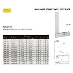 Insize Machinist 90° Square Range 150x100mm Series 4707-150 - Twin Eagle Imports