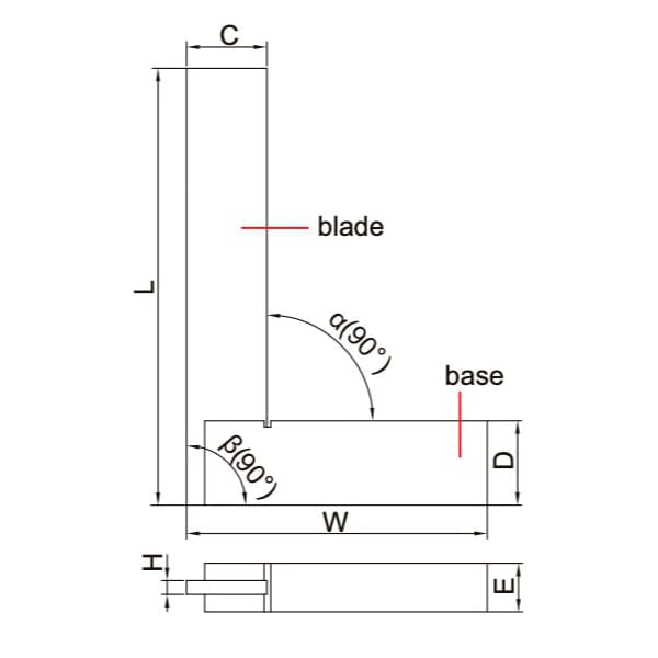 Insize Machinist 90° Square Range 150x100mm Series 4707-150 - Twin Eagle Imports