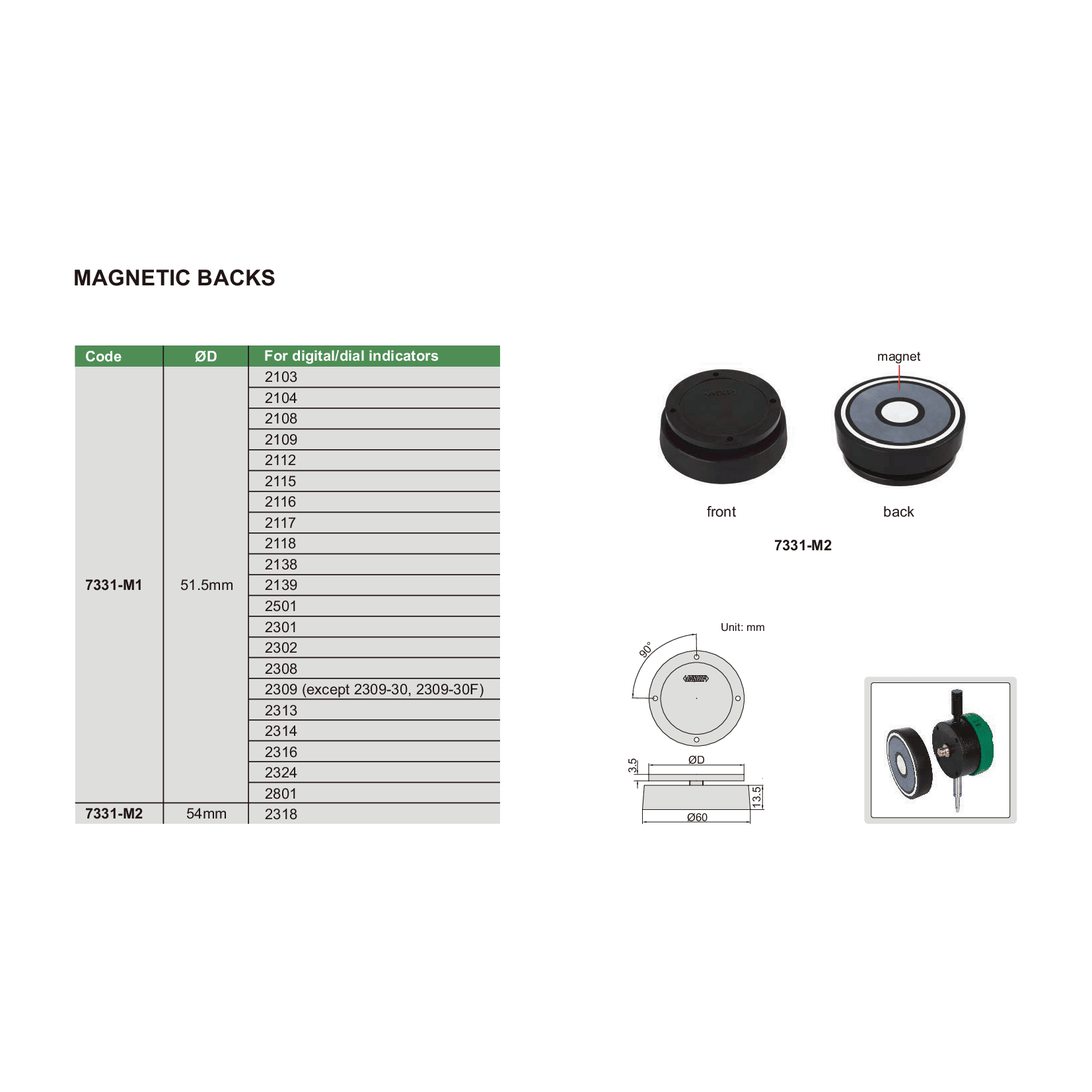 Insize Magnetic Back Ø51.5 mm for Digital Indicators Series 7331-M1 - Twin Eagle Imports