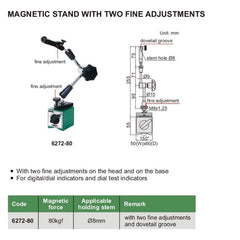Insize Magnetic Stand w/ Two Fine Adjustments Series 6272-80 - Twin Eagle Imports