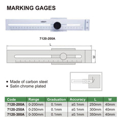 Insize Marking Gauge 0-250mm Range Series 7120-250A - Twin Eagle Imports