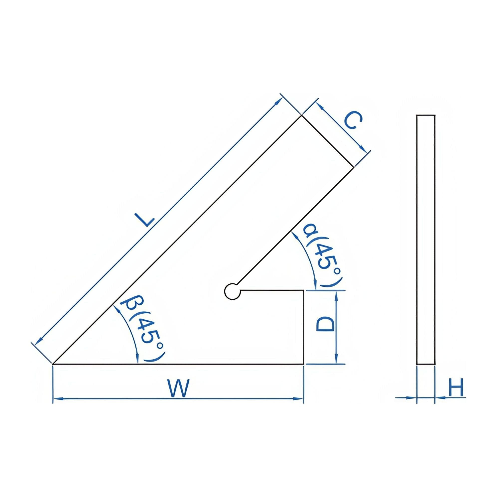 INSIZE Measuring Equipment Insize 45° Square Range Series 150x100mm Series 4745-1150