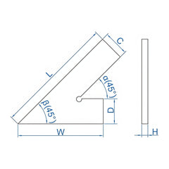 INSIZE Measuring Equipment Insize 45° Square Range Series 200x130mm Series 4745-1200