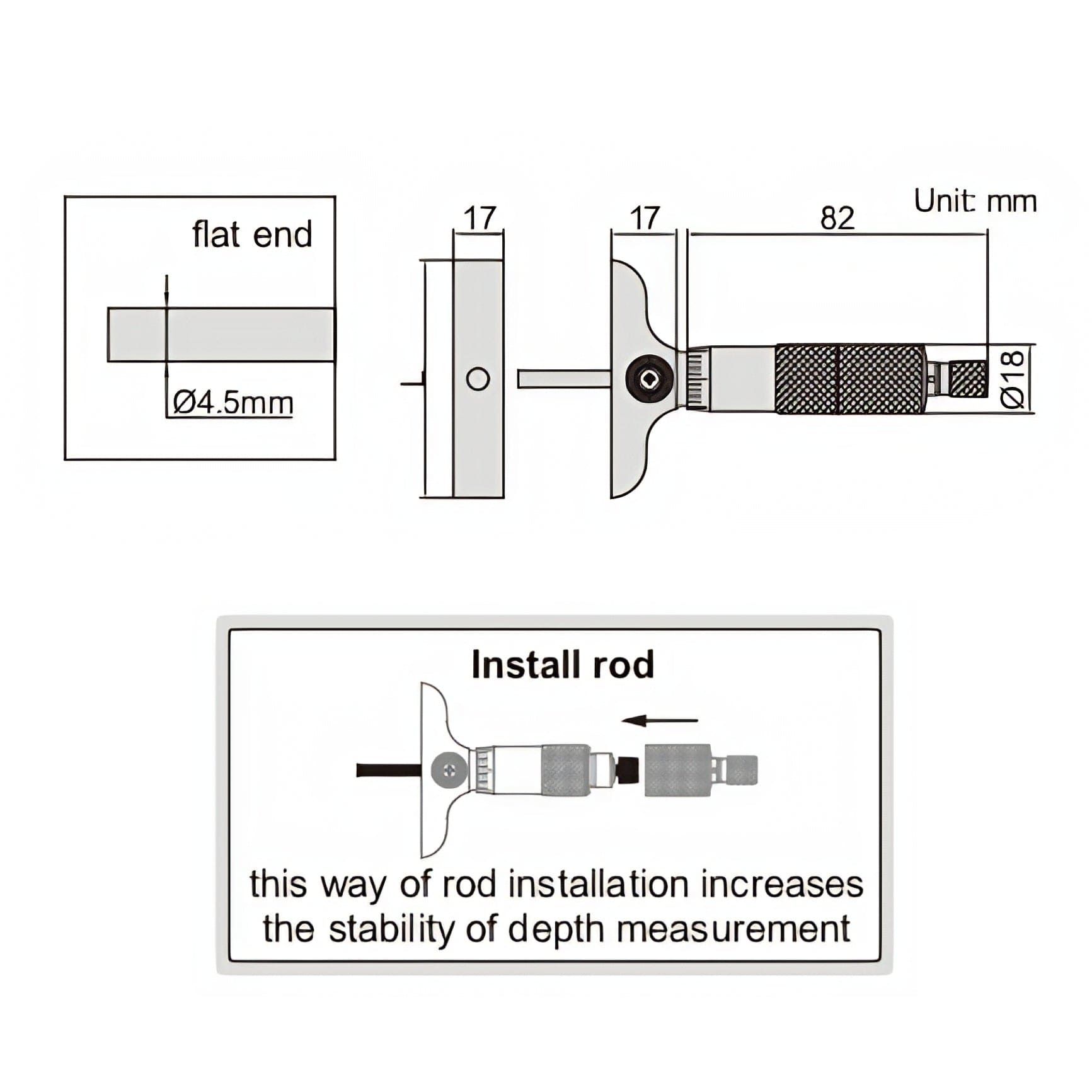 INSIZE Measuring Equipment Insize 4pc Metric Depth Micrometer 0-100mm Range Series 3241-B100