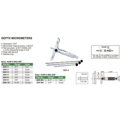 INSIZE Measuring Equipment Insize 6pc Imperial Depth Micrometer 0-6" Range Series 3241-6