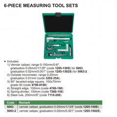 INSIZE Measuring Equipment Insize 6pc Measuring Tool Kit Series 5063