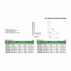 INSIZE Measuring Equipment Insize 90° Bevelled Edge Square 250x165mm Range Series 4790-0250