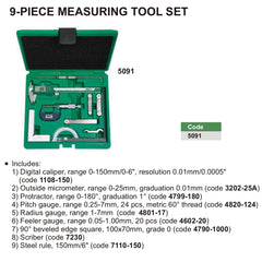 INSIZE Measuring Equipment Insize 9pc Measuring Tool Set Series 5091