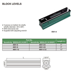 INSIZE MEASURING EQUIPMENT Insize Block Level 8" Series 4901-8