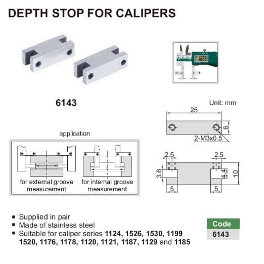 INSIZE Measuring Equipment Insize Depth Stop For Calipers Series 6143