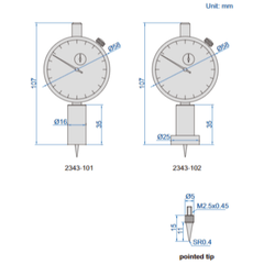 INSIZE Measuring Equipment Insize Dial Depth Gauge 0-10mm x 0.01mm Range Series 2343-101