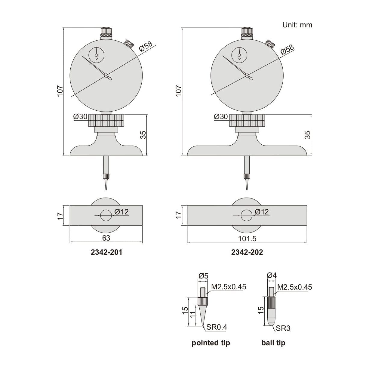 INSIZE Measuring Equipment Insize Dial Depth Gauge 0-300mm x 0.01mm Range Series 2342-202