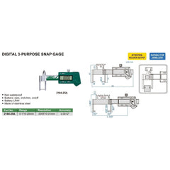 INSIZE Measuring Equipment Insize Digital 3 Purpose Snap Gauge 0-25mm/0-1" Range Series 2164-25A