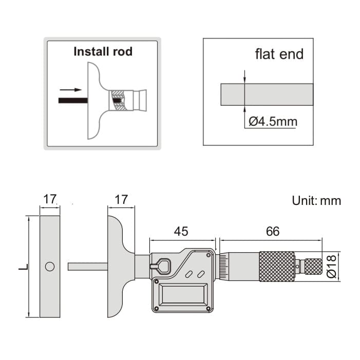 INSIZE Measuring Equipment Insize Digital Depth Micrometer 0-150mm/0-6" Range Series 3540-150
