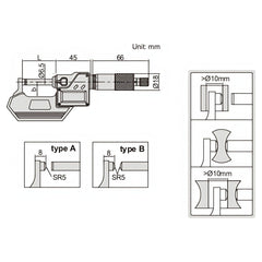 INSIZE Measuring Equipment Insize Digital Spherical Anvil Tube Micrometer 25-50mm/1-2" Range Series 3560-50SA