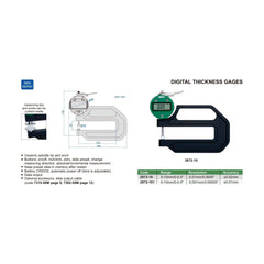 INSIZE Measuring Equipment Insize Digital Thickness Gauge 0-10mm/0-0.4" Range Series 2872-10