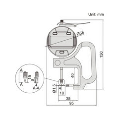 INSIZE Measuring Equipment Insize Digital Thickness Gauge 0-10mm/0-0.4" Range Series 2873-10