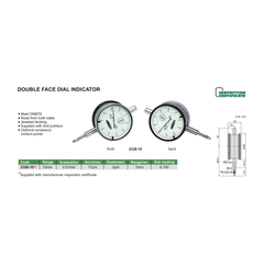 INSIZE Measuring Equipment Insize Double Face Dial Test Indicator 10mm x 0.1mm Range Series 2328-10