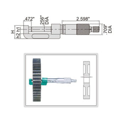 INSIZE Measuring Equipment Insize Hub Micrometer 1-2" Range Series 3292-2
