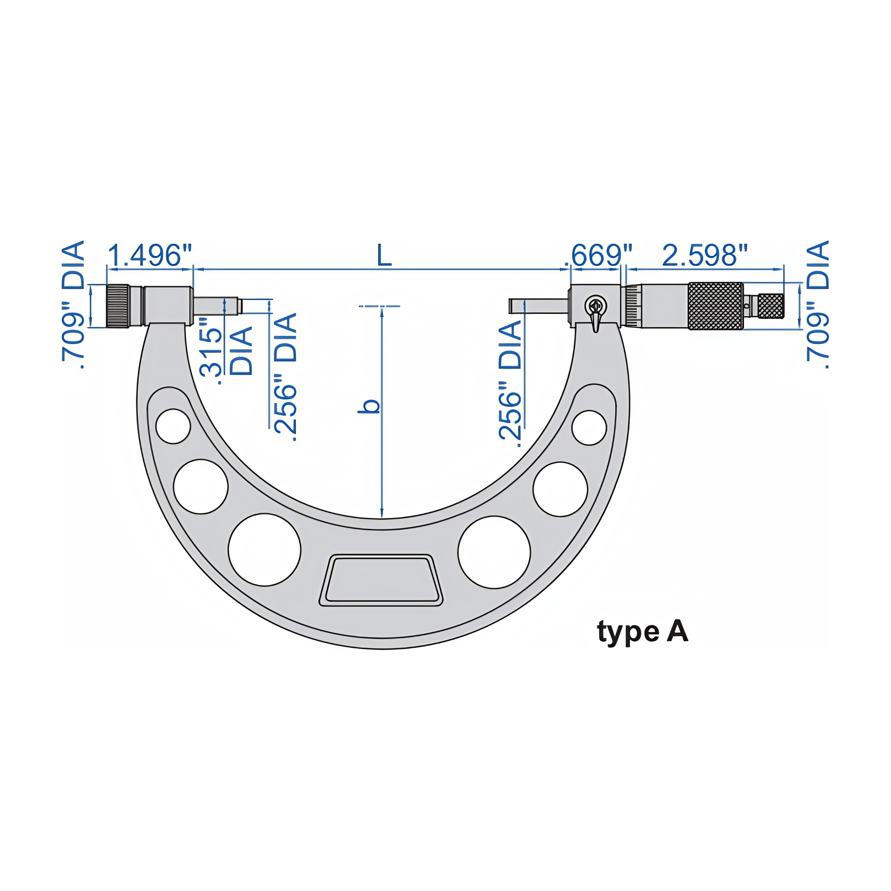 INSIZE Measuring Equipment Insize Imperial Outside Micrometer 0-6" Range Series 3206-6