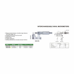 INSIZE Measuring Equipment Insize Interchangeable Anvil Micrometer 25-50mm Range Series 3262-50A