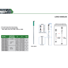INSIZE Measuring Equipment Insize Long Handle 38.5″ × 0.571″ Series 7351-1EX22