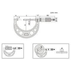INSIZE Measuring Equipment Insize Long Spindle Outside Micrometer 50-75mm Range Series 3209-75