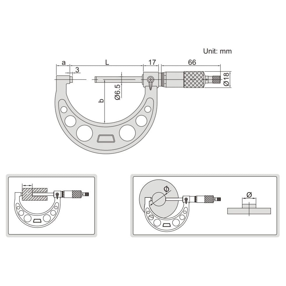 INSIZE Measuring Equipment Insize Long Spindle Outside Micrometer 75-100mm Range Series 3209-100
