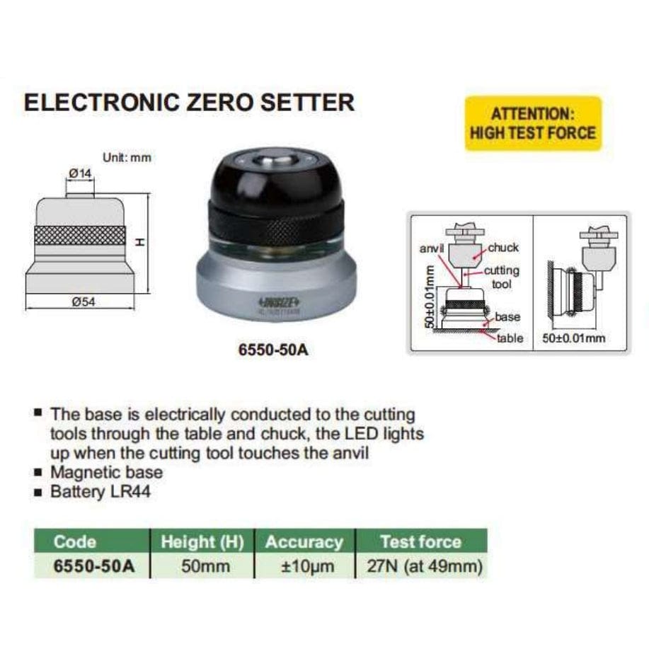 INSIZE MEASURING EQUIPMENT Insize Magnetic Zero Setter 50mm Height Series 6550-50A