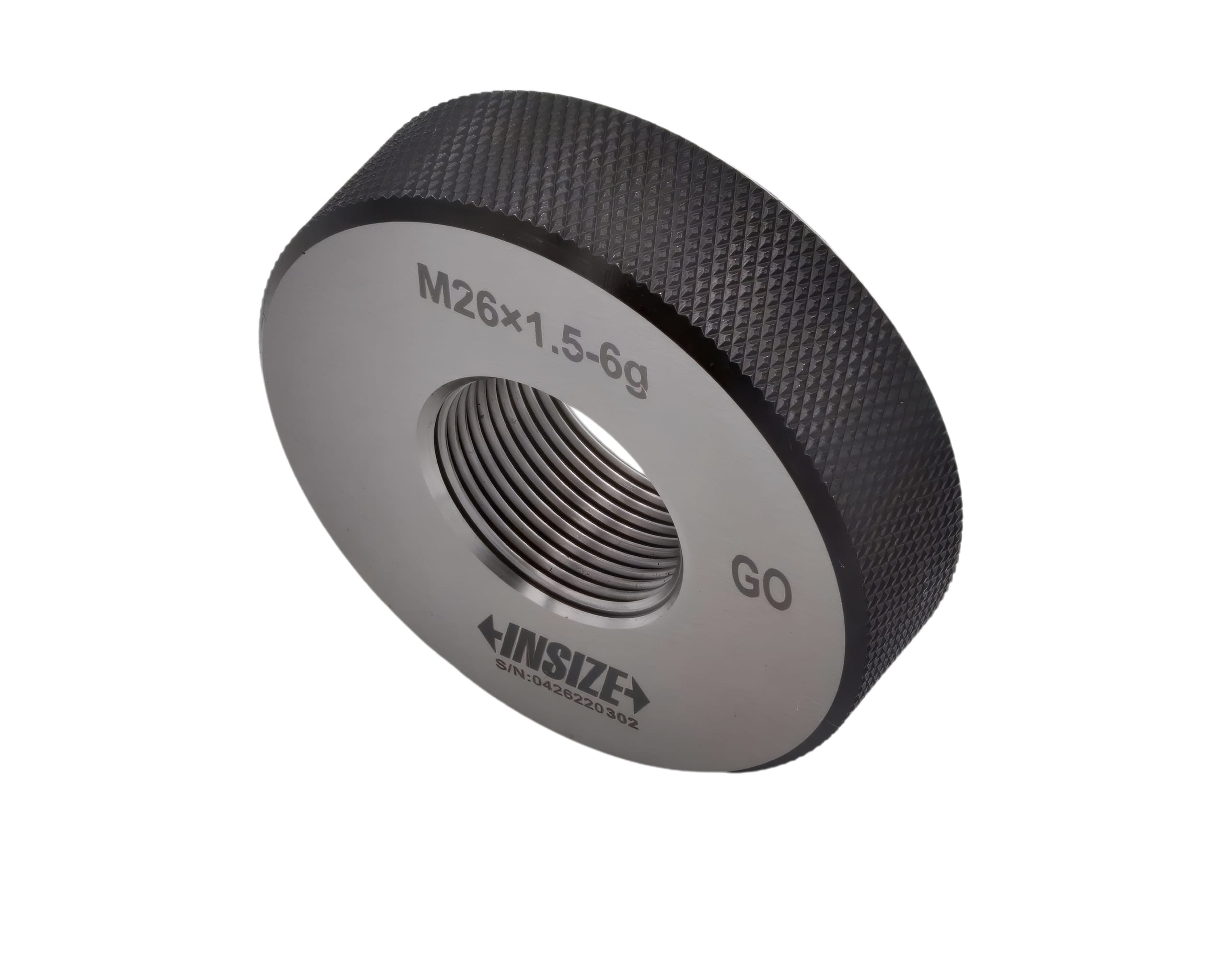 INSIZE MEASURING EQUIPMENT Insize Metric Fine Thread Ring Gauge GO M26 x 1.5 Class 6g Series 4129-26R