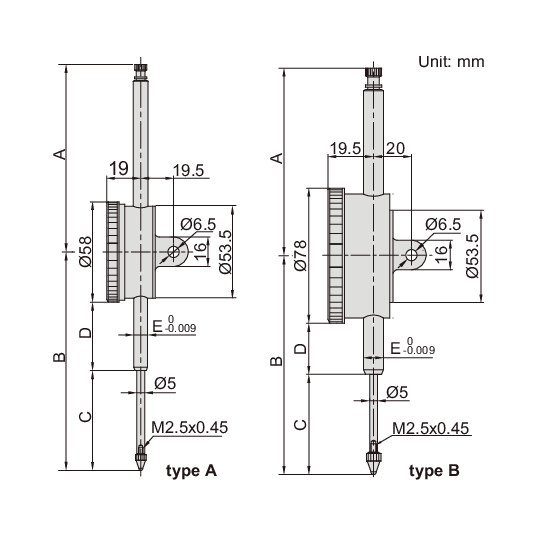 INSIZE Measuring Equipment Insize Metric Long Stroke Dial Indicator 80mm Range Series 2309-80D