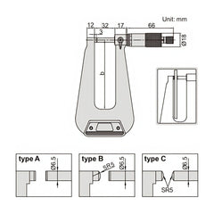 INSIZE Measuring Equipment Insize Sheet Metal Micrometer 0-25mm Range Series 3239-253