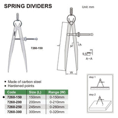 INSIZE Measuring Equipment Insize Spring Divider 150mm Range Series 7260-150
