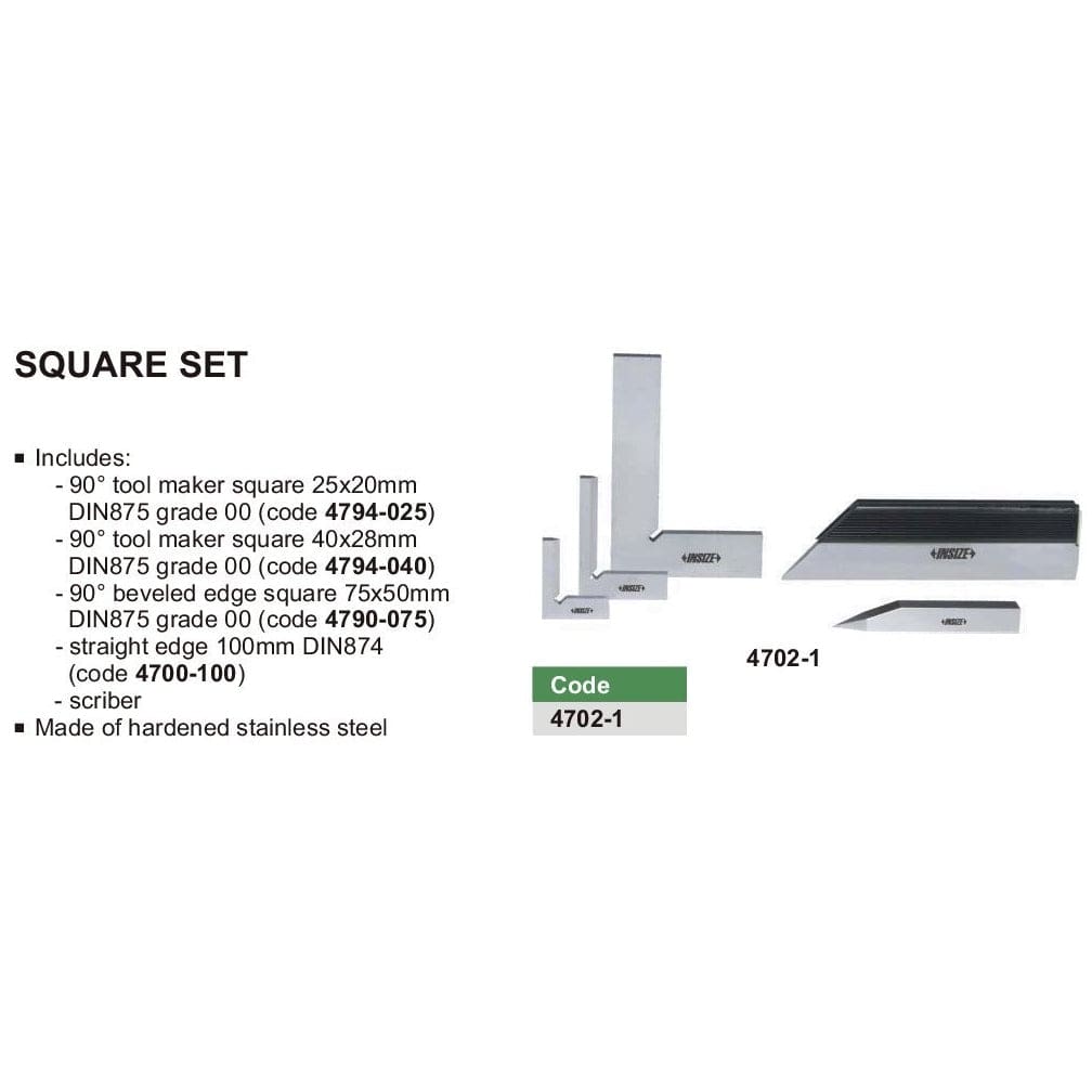 INSIZE Measuring Equipment Insize Square Set Range Series 4702-1