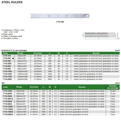 INSIZE Measuring Equipment Insize Stainless Steel Ruler 200mm/8" Range Series 7110-200