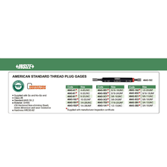 INSIZE Measuring Equipment Insize Thread Plug Gage 3/8-24 UNF Class 2B Series 4643-3C2