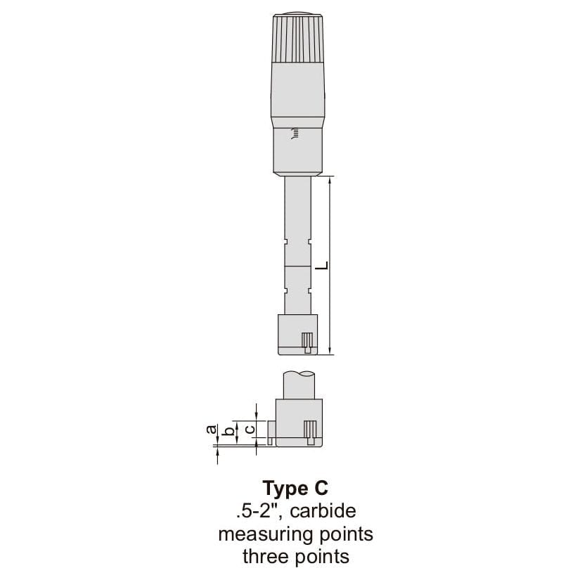 INSIZE Measuring Equipment Insize Three Point Internal Micrometer 0.65-0.8" Range Series 3227-E08