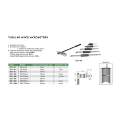 INSIZE Measuring Equipment Insize Tubular Inside Micrometer 25-50mm Range Series 3221-50