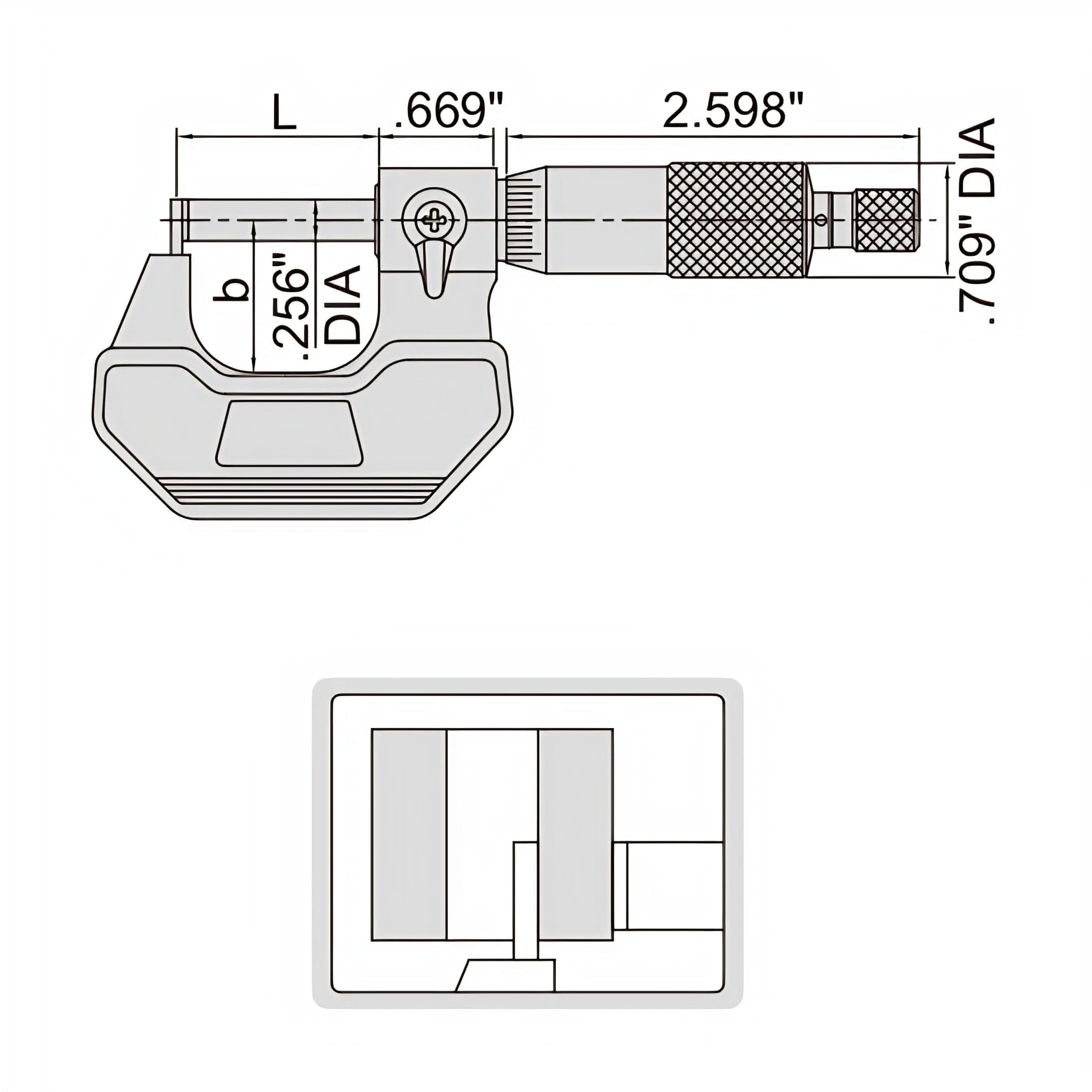 INSIZE Measuring Equipment Insize Type A Cylindrical Anvil Micrometer 0-1" Range Series 3261-1