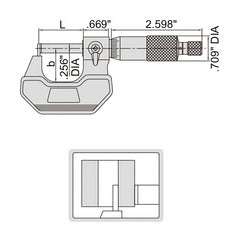 INSIZE Measuring Equipment Insize Type A Cylindrical Anvil Micrometer 1-2" Range Series 3261-2