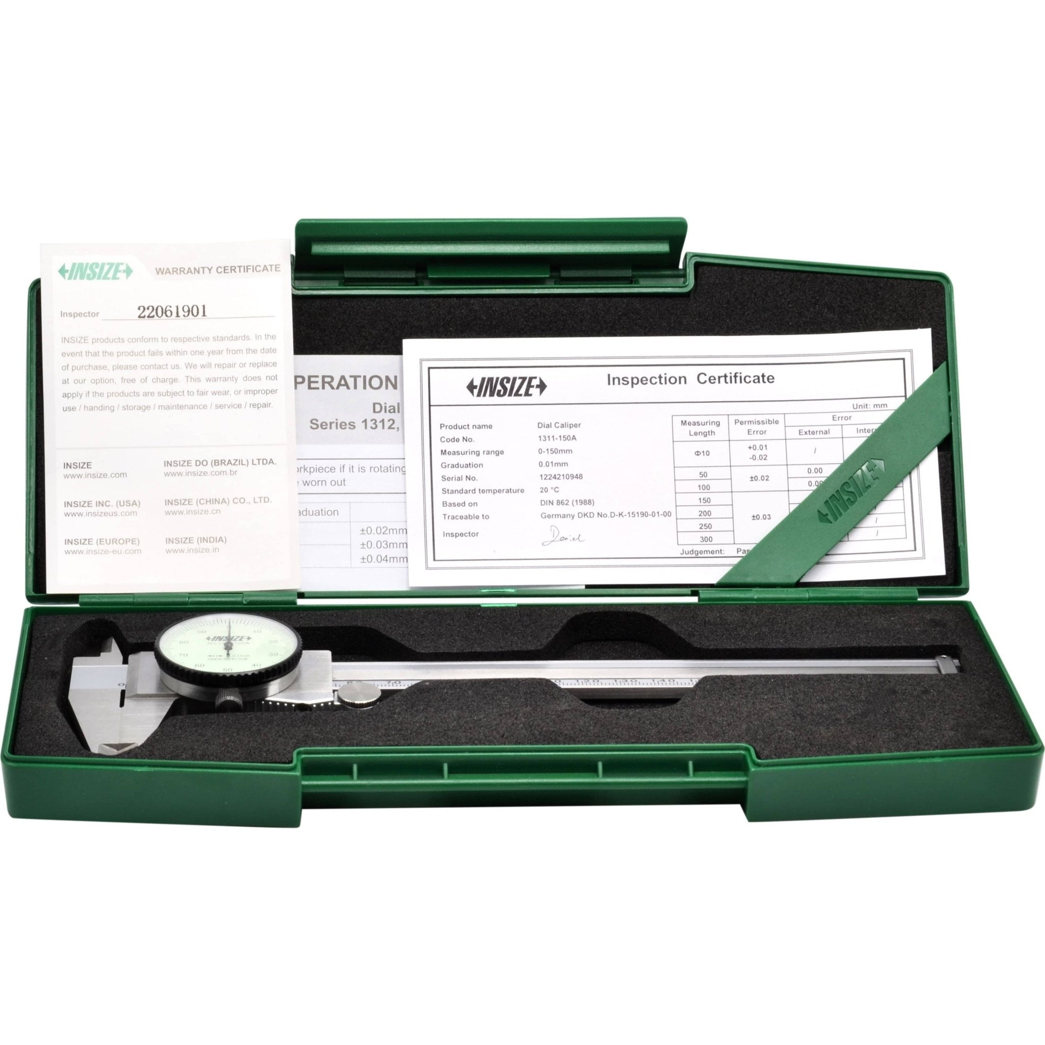 INSIZE Metric Dial Caliper 0-150mm Range Series 1311-150A - Twin Eagle Imports
