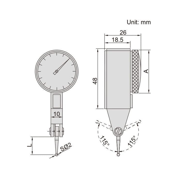 Insize Metric Dial Indicator 0.2mm Range Series 2381-02 - Twin Eagle Imports