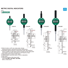 Insize Metric Digital Indicator 25.4mm Range Series 2116-25 - Twin Eagle Imports