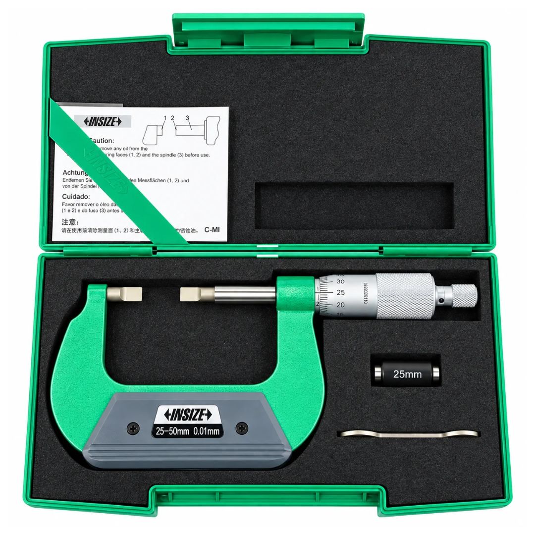 Insize Metric Outside Blade Micrometer 25-50mm Range Series 3232-50BA - Twin Eagle Imports
