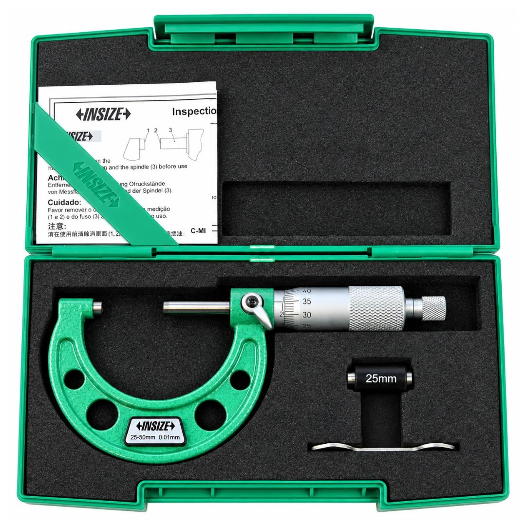 Insize Metric Outside Micrometer 25-50mm Range Series 3203-50A - Twin Eagle Imports