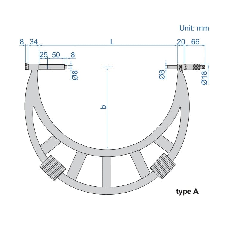 Insize Metric Outside Micrometer 700-800mm Range Series 3205-800 - Twin Eagle Imports