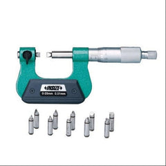 Insize Metric Screw Thread Micrometer Set – 0-25mm Range, 6 Tip Pairs, 60° Threads - Twin Eagle Imports