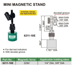 Insize Mini Magnetic Stand 22LBF Range Series 6211-10E - Twin Eagle Imports